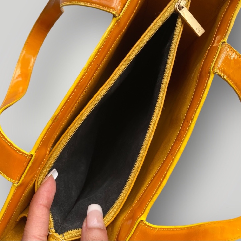 Chanel Orange Patent Leather Tote Bag - Picture 9 of 13